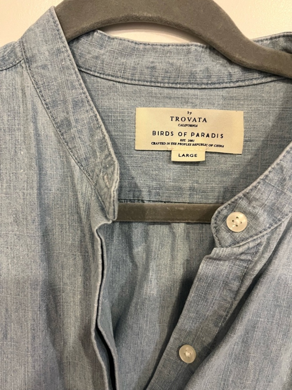 NWOT trovata birds of paradis Chambray maxi dress blue large - Picture 3 of 5
